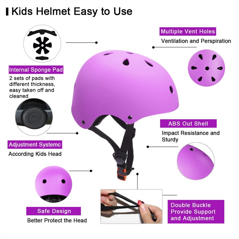 Glaf Toddler Helmet 2-4 Years Kids Bike Helmets for 2-8 Years Old Baby Girls Boys Multi-Sport Helmet Adjustable Skateboard Bicycle Helmet Lightweight 2 Sizes for Toddler to Youth (Purple, Small) - Image 3